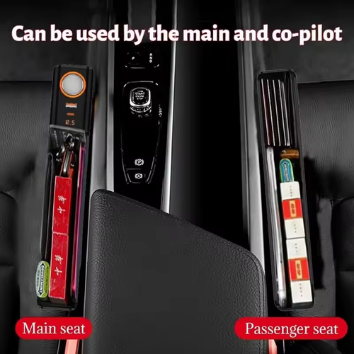 52W Car Seat Gap Filler Organizer with Removable Charging Base Phone Storage Box