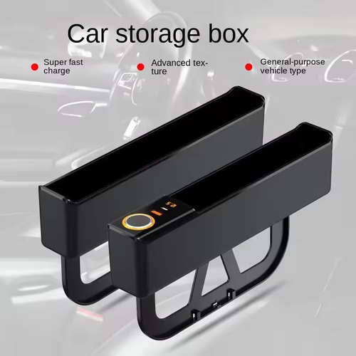 52W Car Seat Gap Filler Organizer with Removable Charging Base Phone Storage Box