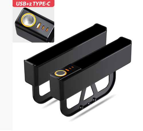 52W Car Seat Gap Filler Organizer with Removable Charging Base Phone Storage Box