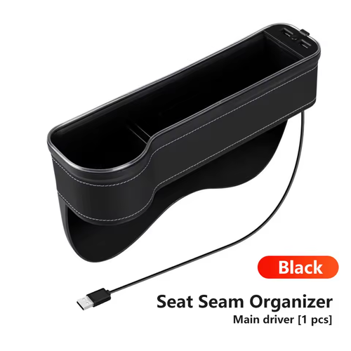 Car Crevice Storage Box Dual USB Charger LED Light Seat Gap Organizer for Phone Bottles Cards​（Buy one, get one free）