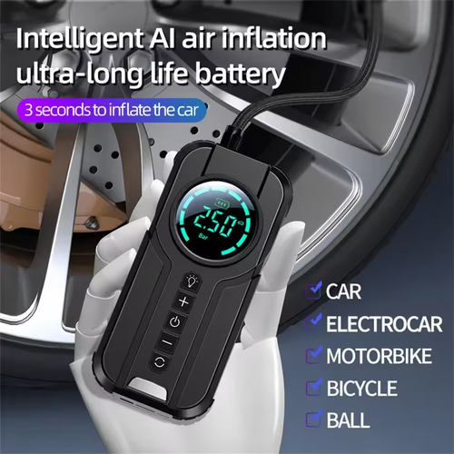 6000mAh 4-in-1 Car Emergency Power Bank with Air Pump, Light & Jump Starter