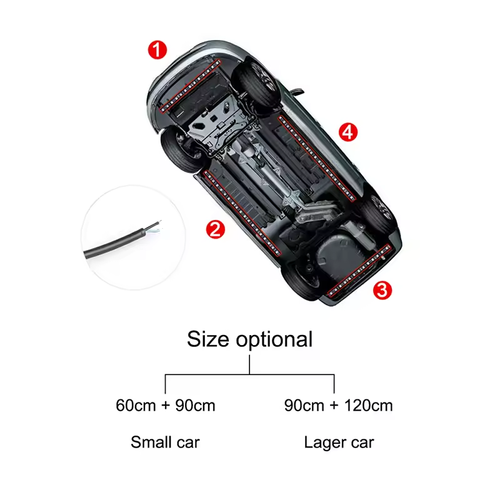 4Pcs IP68 Waterproof 16M RGB LED Car Chassis Light Strip with 30 Dynamic Modes & APP Control