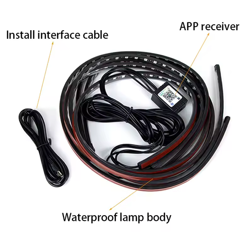 4Pcs IP68 Waterproof 16M RGB LED Car Chassis Light Strip with 30 Dynamic Modes & APP Control