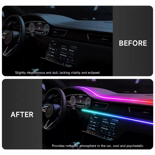 APP Remote 64-Color RGB Car LED Ambient Light 110cm Hidden Acrylic Strips