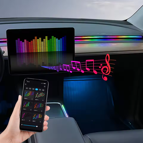 APP Remote 64-Color RGB Car LED Ambient Light 110cm Hidden Acrylic Strips