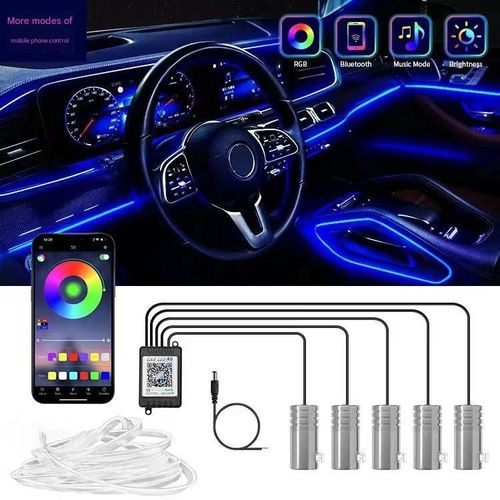 APP Remote 64-Color RGB Car LED Ambient Light 110cm Hidden Acrylic Strips
