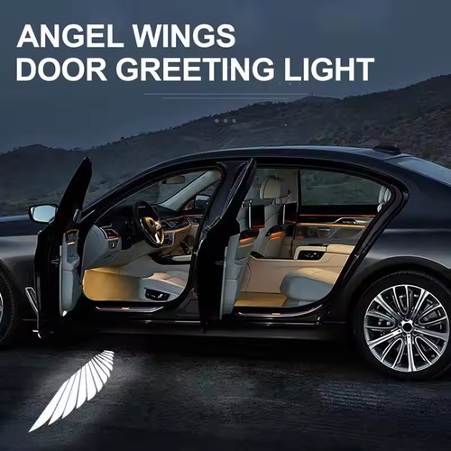 2Pcs Car Angel Wings Wireless Car Door Welcome Decorative Light Courtesy Shadow Projector Lamp LED HD Logo Light Car Accessories