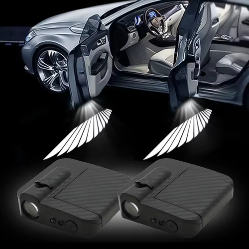 2Pcs Car Angel Wings Wireless Car Door Welcome Decorative Light Courtesy Shadow Projector Lamp LED HD Logo Light Car Accessories