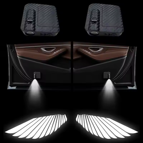 2Pcs Car Angel Wings Wireless Car Door Welcome Decorative Light Courtesy Shadow Projector Lamp LED HD Logo Light Car Accessories