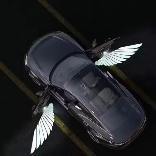 2Pcs Car Angel Wings Wireless Car Door Welcome Decorative Light Courtesy Shadow Projector Lamp LED HD Logo Light Car Accessories