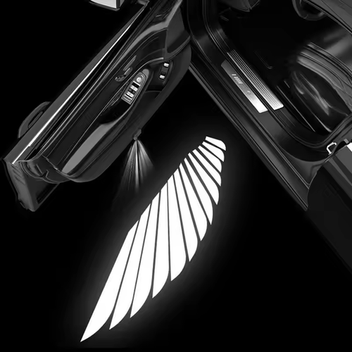 2Pcs Car Angel Wings Wireless Car Door Welcome Decorative Light Courtesy Shadow Projector Lamp LED HD Logo Light Car Accessories