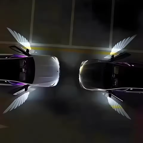 2Pcs Car Angel Wings Wireless Car Door Welcome Decorative Light Courtesy Shadow Projector Lamp LED HD Logo Light Car Accessories