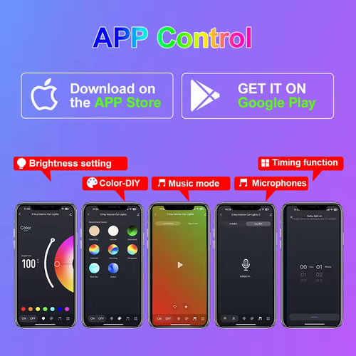APP Control RGB Ambient Light LED Footwell Strip for Cars SUVs 4x4 Off-Road