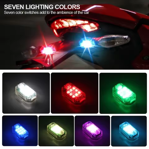 2-Pack 7-Color Remote Car Bumper Lights – 7 Hues at Fingertips, Night Drive Vibe Booster！