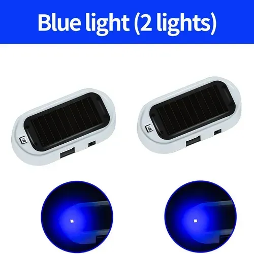 2-Pack Solar-powered Simulated Anti-theft Alarm Lights - Red & Blue with Siren & Strobe