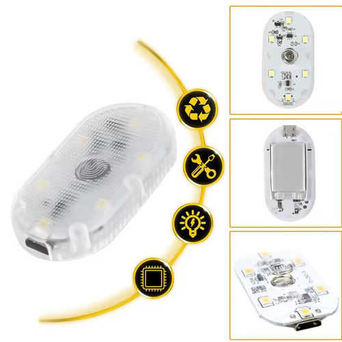 Magnetic USB Rechargeable 7 Color Touch Control LED Car Night Light for Reading Door Storage and Ambient Lighting（4pcs）