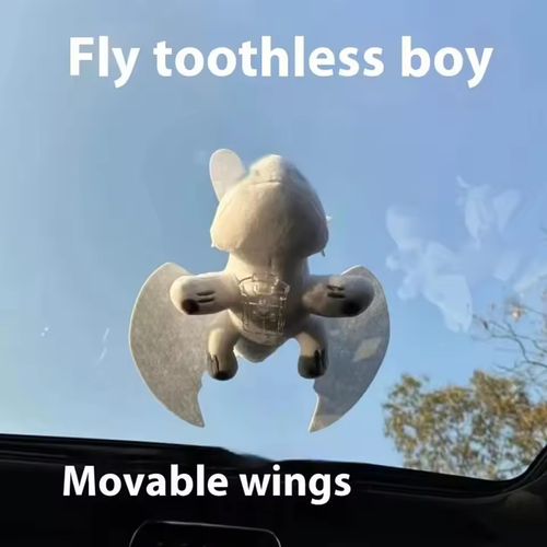 🔥 Cross-border Bestseller  2PCS Flying Dragon Car Roof Dolls Black+White 20cm with Clip Base Wind-Fluttering Wings Car Decor