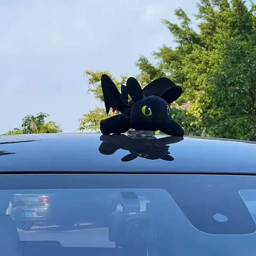🔥 Cross-border Bestseller  2PCS Flying Dragon Car Roof Dolls Black+White 20cm with Clip Base Wind-Fluttering Wings Car Decor