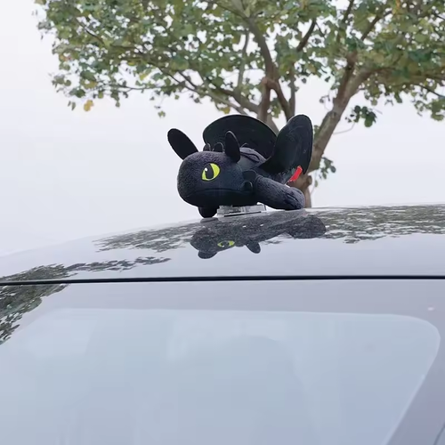 🔥 Cross-border Bestseller  2PCS Flying Dragon Car Roof Dolls Black+White 20cm with Clip Base Wind-Fluttering Wings Car Decor