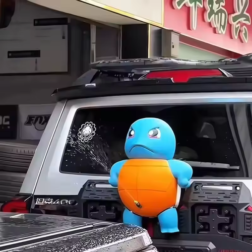 New Popular Toys Anime Will Spray Water Jenny Car Accessories Spray Water Big Size Proud And Cute Model Toys Car Squirtle Orname（16cm）