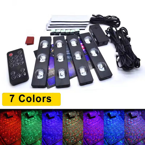 🚗2025 New Arrival Car Interior RGB 7-Color Music Voice Control LED Strip Footwell Light