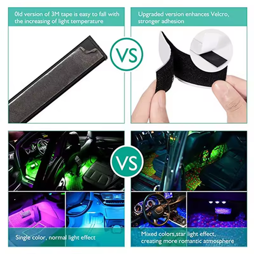 🚗2025 New Arrival Car Interior RGB 7-Color Music Voice Control LED Strip Footwell Light