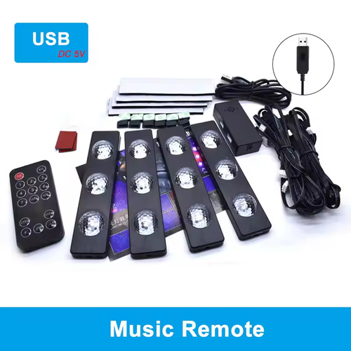 🚗2025 New Arrival Car Interior RGB 7-Color Music Voice Control LED Strip Footwell Light