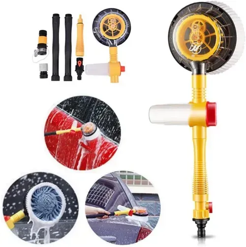 Automatic Rotary Car Wash Foam Brush – Long Handle Chenille Mop Kit for Effortless Cleaning