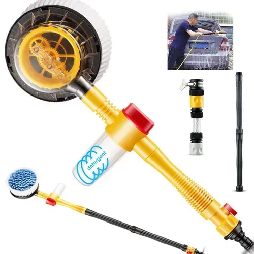 Automatic Rotary Car Wash Foam Brush – Long Handle Chenille Mop Kit for Effortless Cleaning