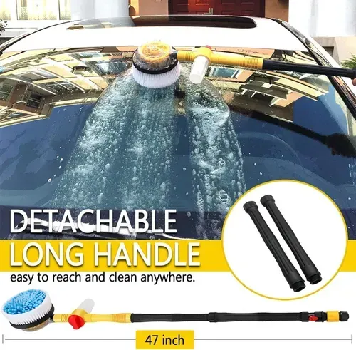 Automatic Rotary Car Wash Foam Brush – Long Handle Chenille Mop Kit for Effortless Cleaning