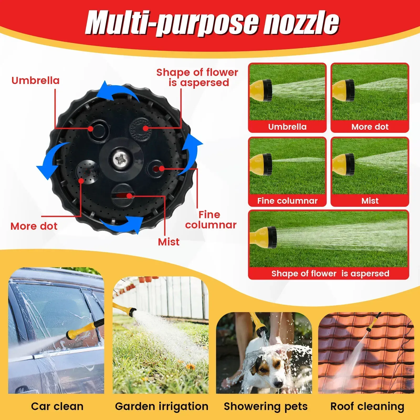 Automatic Rotary Car Wash Foam Brush – Long Handle Chenille Mop Kit for Effortless Cleaning