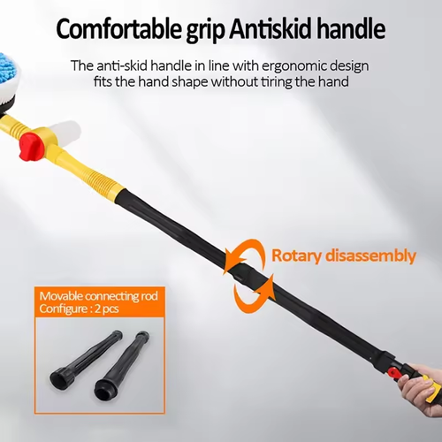 Automatic Rotary Car Wash Foam Brush – Long Handle Chenille Mop Kit for Effortless Cleaning