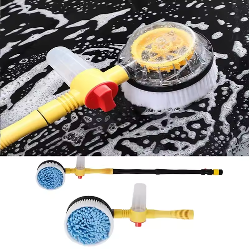 Automatic Rotary Car Wash Foam Brush – Long Handle Chenille Mop Kit for Effortless Cleaning