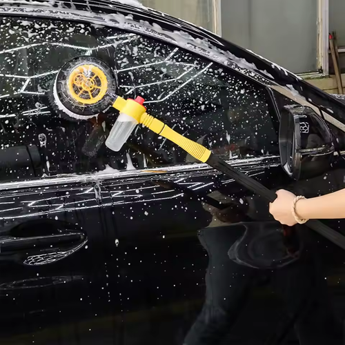 Automatic Rotary Car Wash Foam Brush – Long Handle Chenille Mop Kit for Effortless Cleaning