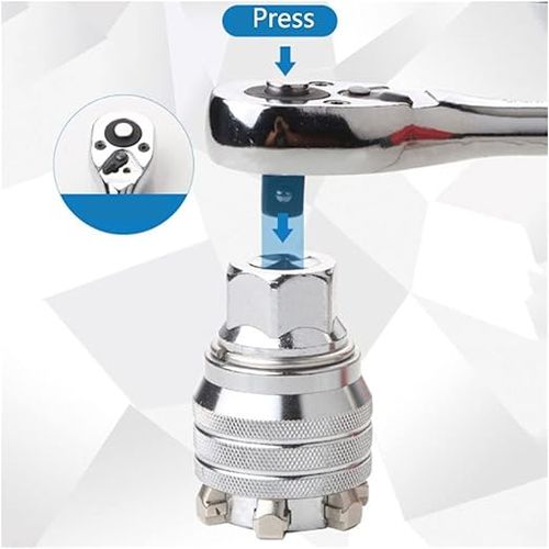 Multi-Function Universal Socket Wrench Tool, Universal Maintenance Tool, 10mm-19mm Adjustable Universal Socket Wrench, for 3 8 Drive Ratchet Torque Wrench & Power Drill