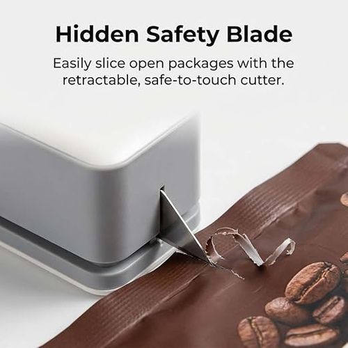 Mini Bag Sealer and Cutter, 2026 New USB Rechargeable Portable Heat Sealer with 6-Level Adjustable & Digital Display, Resealer for Plastic Bags, Snacks, Food Storage (White)