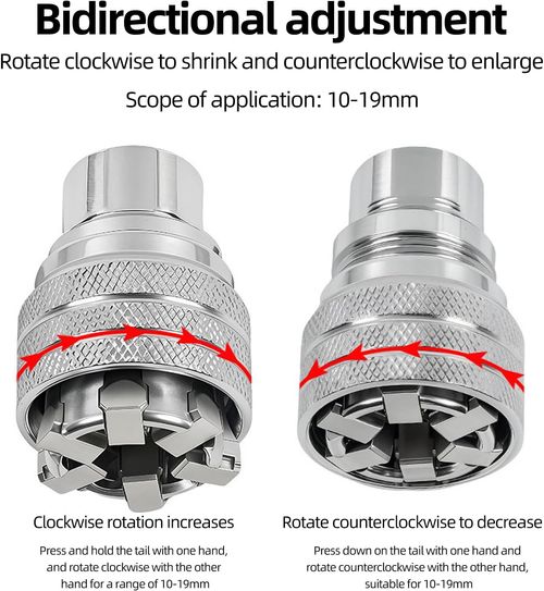 Multi-Function Universal Socket Wrench Tool, Universal Maintenance Tool, 10mm-19mm Adjustable Universal Socket Wrench, for 3 8 Drive Ratchet Torque Wrench & Power Drill