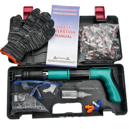 Portable Concrete Nail Gun Kit with 100pcs Nails-5 Speed Adjustable Mini Manual Steel Nail Gun Wall Fastening Shooting Wire Slotting Tool for Woodworking and Decoration, Red Brick Walls