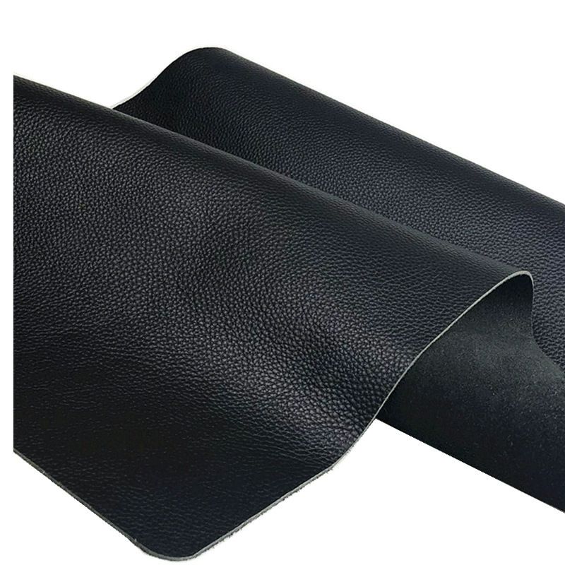 Black lychee-patterned top-grain cowhide with clear and textured patterns. Handmade leather goods such as bags, shoes, and other materials are durable. Leather of high quality.