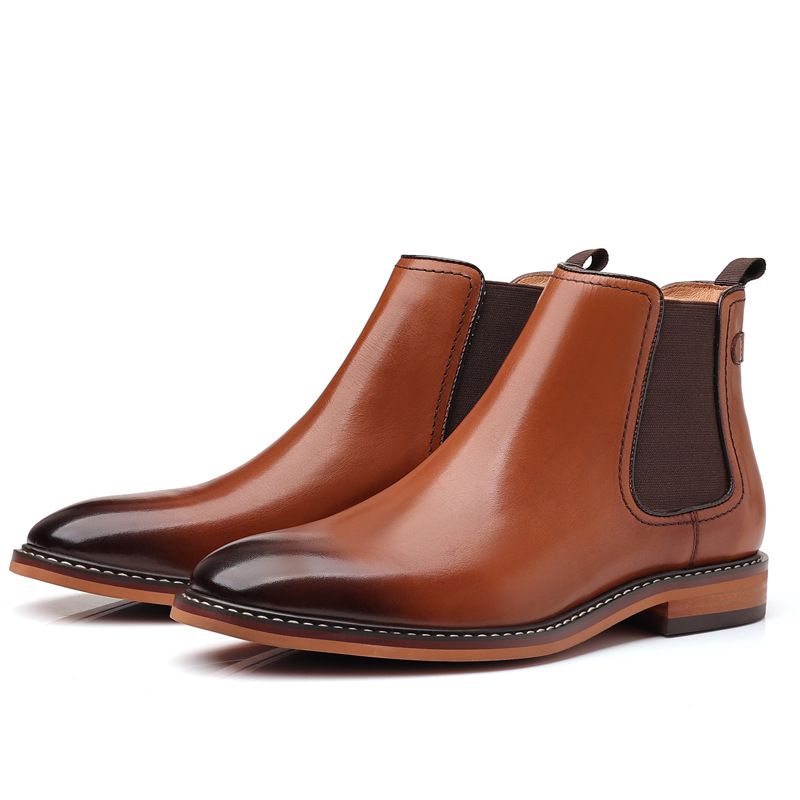 Brown high-top Chelsea boots