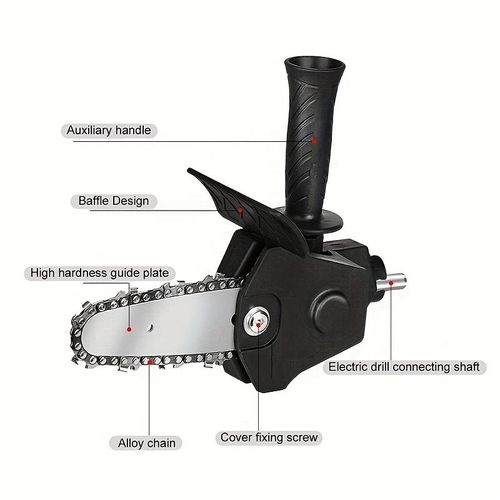 4 Inch Electric Drill Modified to Electric Chainsaw Attachment Electric Chainsaws Converter Accessory Woodworking Cutting