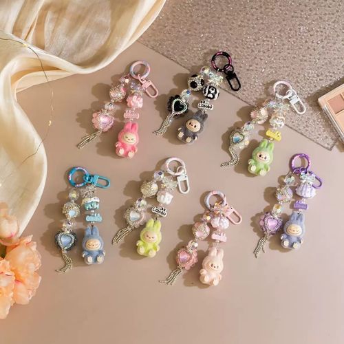 Cute mini flocked raglan keychain decorative pendant