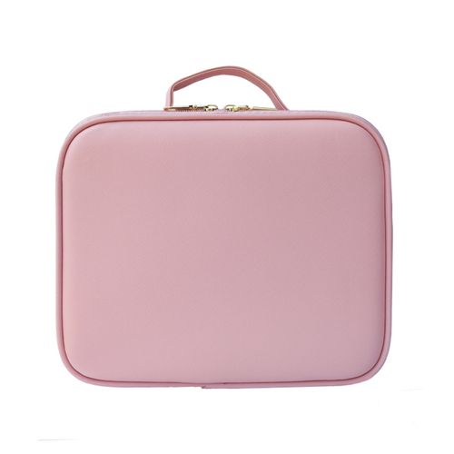 Make-up Bag with Mirror PU Leather Waterproof Cosmetic Case Toiletry Bag Makeup Bag with Brush Organiser Removable Dividers