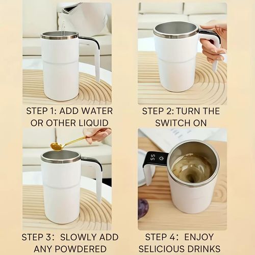 Digital Electric Mixing Cup, One-Touch Stirrer for Instant Coffee & Protein, USB Rechargeable with LED Display & Easy Clean