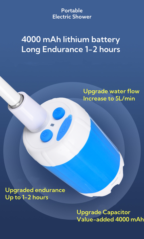 Lightweight Portable Camping Shower Set Electric Outdoor & Travel Shower with USB Pump for Car Washing Made of Durable Plastic