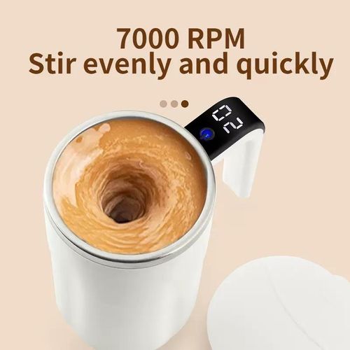 Digital Electric Mixing Cup, One-Touch Stirrer for Instant Coffee & Protein, USB Rechargeable with LED Display & Easy Clean