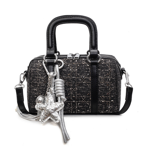 2025 Viral Vintage Denim Boston Bag - Crystal Accented K-Fashion Crossbody, Luxe Niche-Design Goes with Everything