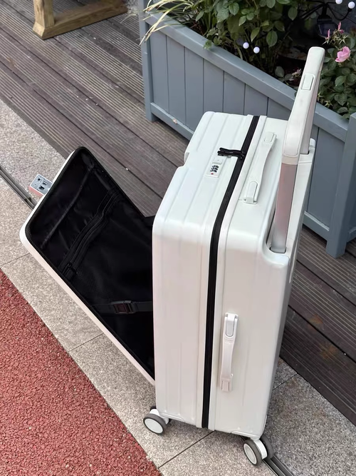 2025New Suitcase Wide Trolley Front Opening Double Silent Spinner Wheels 100% PC Travel Suitcase Charging Usb Port Luggage TSA Lock