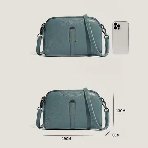 REWIN Wholesale Adjustable Genuine Leather Clutch Wallet Purses Triple Zip Small Crossbody Bag for Woman