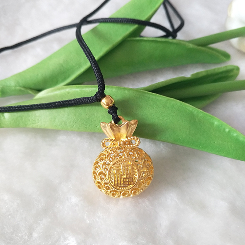 Gold Plated Placer Necklace Women's Sand Gold Water Wave Chain Live Delivery Jewelry Lucky Bag Pendant